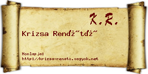 Krizsa Renátó névjegykártya